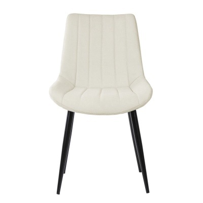 Cadeira branca estofada com pernas pretas