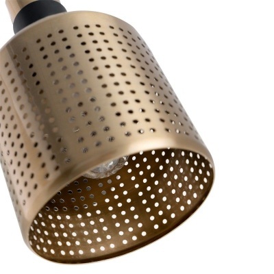 Abajur metálico dourado com perfurações circulares