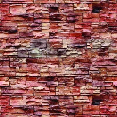 Padrão de parede em pedra decorativa vermelha e bege