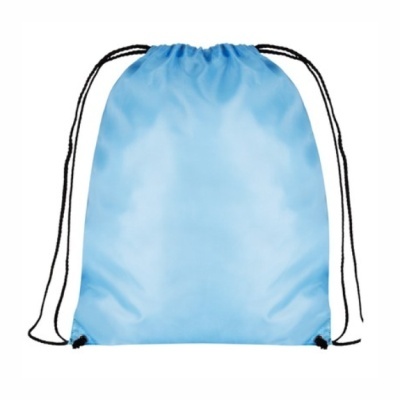 Mochila saco azul claro com cordões pretos
