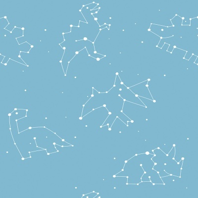 Padrão de constelações brancas sobre fundo azul claro