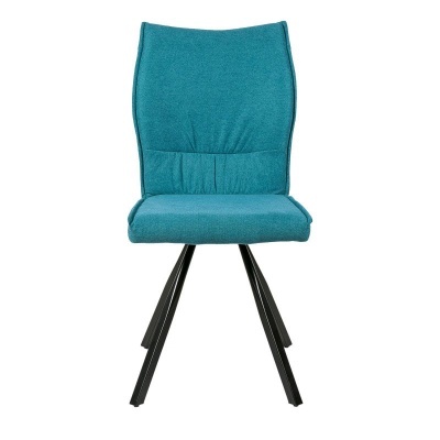 cadeira azul turquesa estofada com pernas de metal pretas