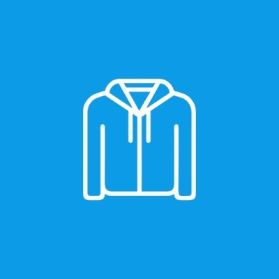 Ícone de camisola com capuz branca em fundo azul