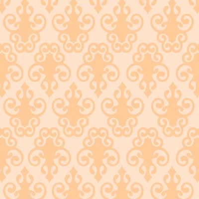 Padrão decorativo em tons de bege e laranja com arabescos repetidos