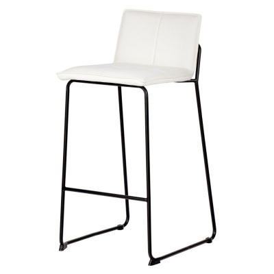 Banco alto branco com estrutura metálica preta