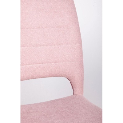 cadeira estofada rosa claro com encosto almofadado