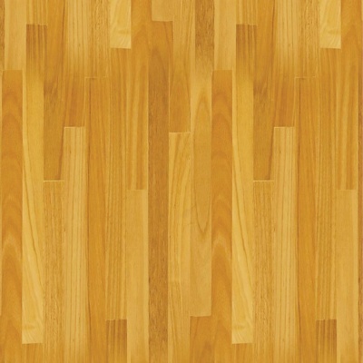 Piso em madeira clara com padrão em tábuas retangulares