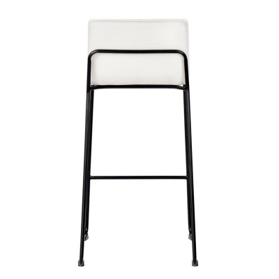 Cadeira alta com estrutura preta e estofado branco vista frontal