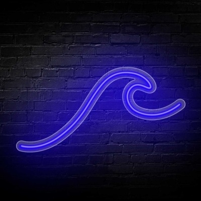 Luz de néon azul em forma de onda