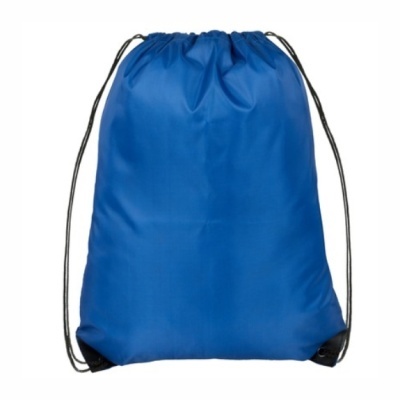 Mochila de saco azul com cordões pretos