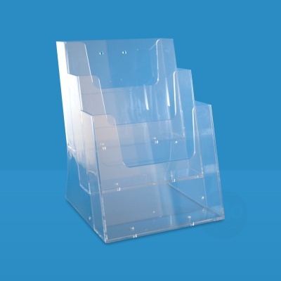 Expositor organizador de acrílico transparente com três divisórias