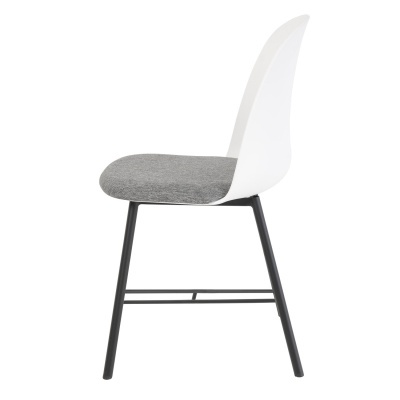 Cadeira com assento cinzento e encosto branco