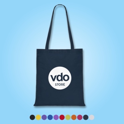 Saco de tecido azul escuro com logo vdo STORE