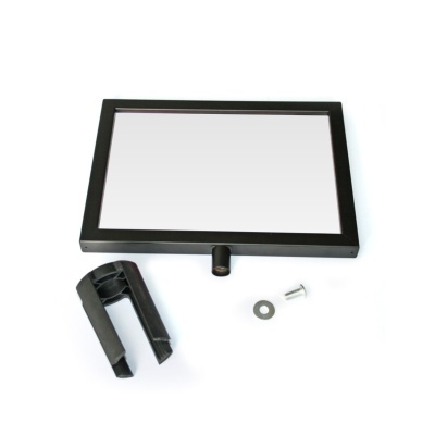 Moldura preta retangular com suporte e parafuso