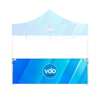 Tenda dobrável azul com logotipo vdo STORE