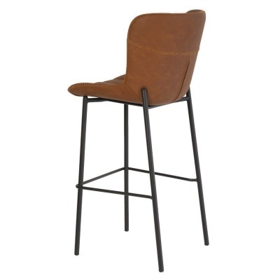 Banco de bar castanho com estrutura preta