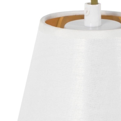 Abajur com cúpula de tecido branca e interior dourado