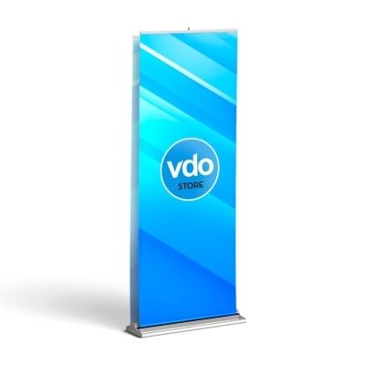 Banner roll-up azul com texto vdo STORE