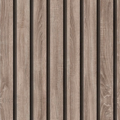 Painéis de madeira castanho claro com veios e espaçamento regular