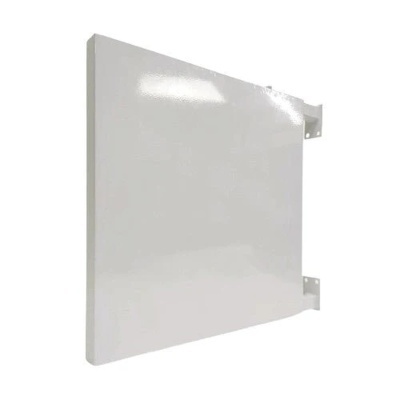 Painel metálico branco com suportes laterais