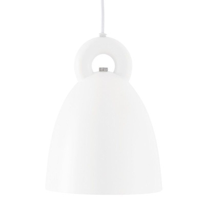 Candeeiro pendente de teto branco moderno em forma de sino com detalhe circular