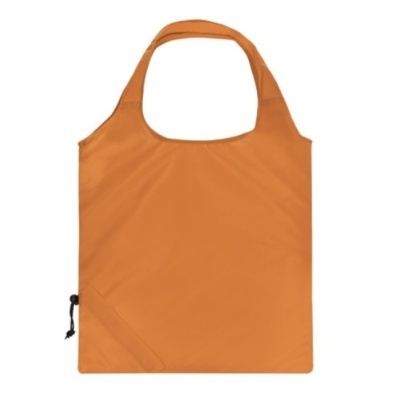 Saco reutilizável laranja de tecido com alças médias e cordão preto lateral