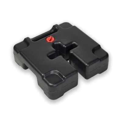 Peso de balança preto com botão vermelho