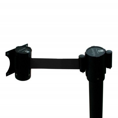 Suporte de barreira extensível preto com fita retrátil