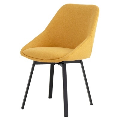 Cadeira amarela mostarda com pernas metálicas pretas