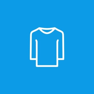 Ícone de camisola branca com fundo azul