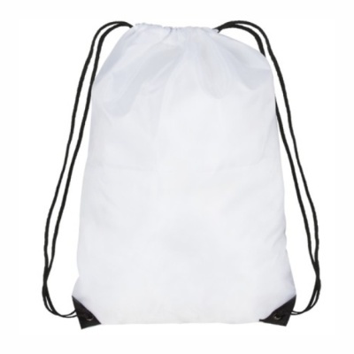 Mochila saco branco com cordões pretos