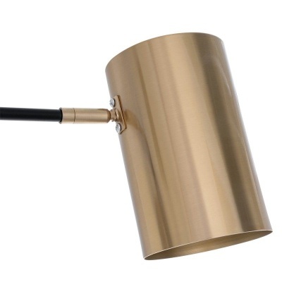 Candeeiro cilíndrico metálico dourado com haste preta