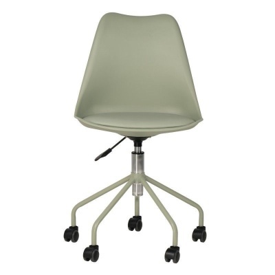 cadeira de escritório cinzenta com base metálica e rodas