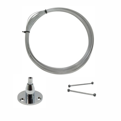 Conjunto de suporte metálico cromado com cabo de aço e varões finos