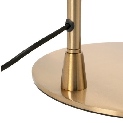 Base e estrutura metálica dourada de lâmpada com cabo preto