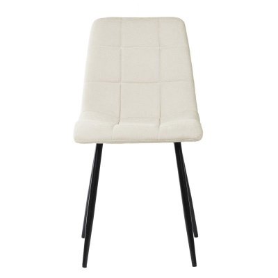 Cadeira estofada creme com pernas pretas