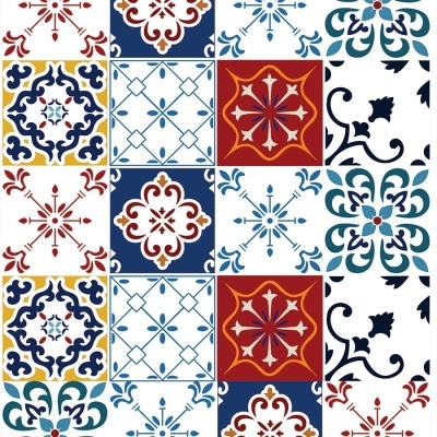 padrões decorativos em azulejos coloridos com motivos geométricos e florais
