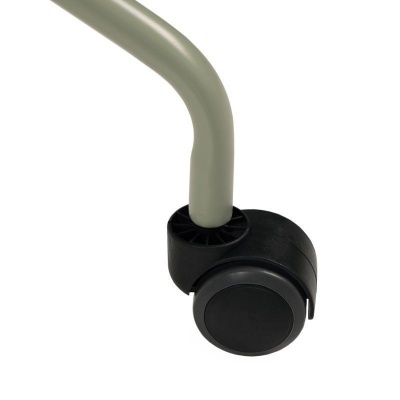 Roda preta de plástico com estrutura cinza clara para cadeira ou carrinho