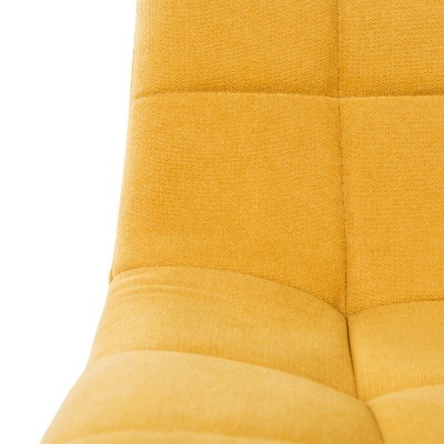 Assento de cadeira amarelo estofado com costura quadrada