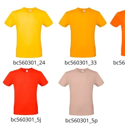 Conjunto de t-shirts unissexo coloridas em vários tons com gola redonda e manga curta