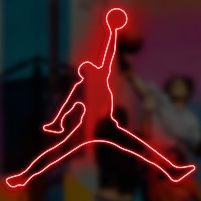 Logótipo Air Jordan em luz neón vermelha