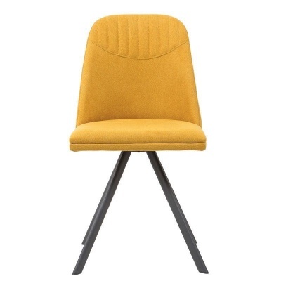 Cadeira amarela com pés em metal preto