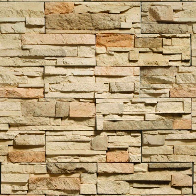 Painel decorativo de pedra artificial para parede em tons bege e castanho