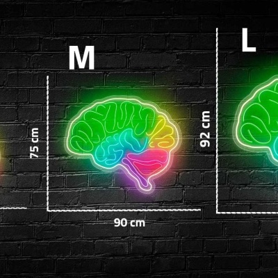 Adesivo de parede colorido do cérebro em três tamanhos com fundo de parede preta