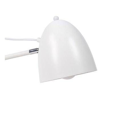 Abajur de mesa branco com cúpula oval e haste metálica