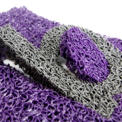 Tapete roxo e cinza com textura entrelaçada e padrão oval central