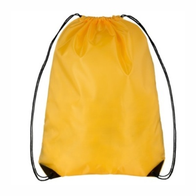mochila saco amarelo com cordões pretos