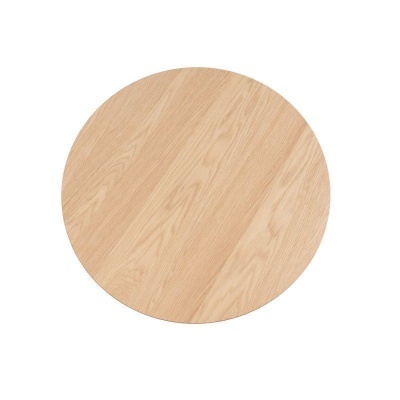 Placa circular em madeira clara com padrão natural