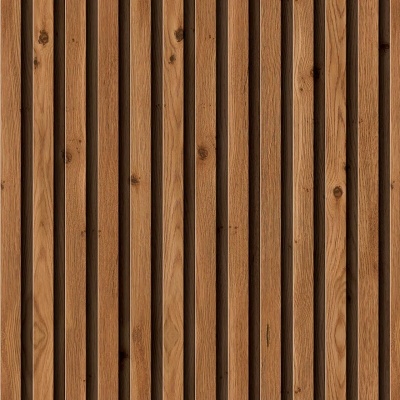 Painéis verticais de madeira em tons castanhos com textura natural.