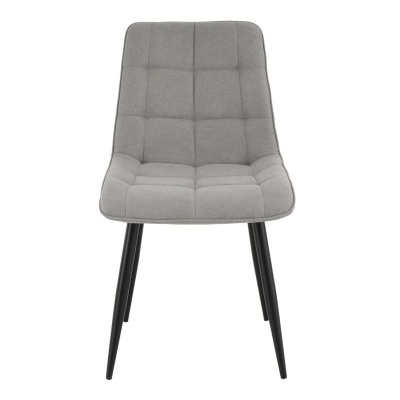 Cadeira estofada cinza com pernas pretas